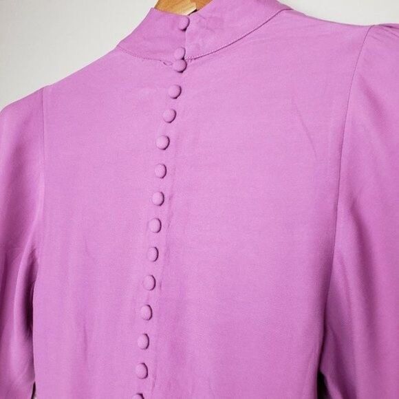 Free People Ruched Mock Neck Flutter Sleeves dress size 4 - Picture 11 of 14